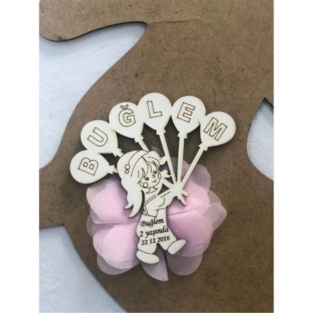 25 Adet Balonlu Kız Mdf Bebek Magnet