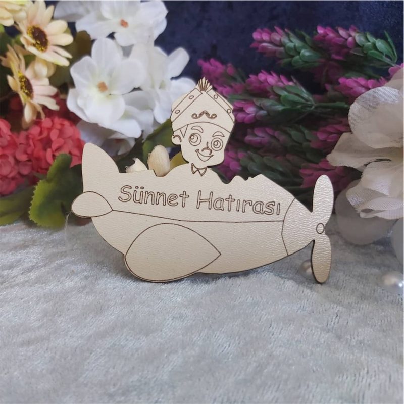 25 Adet Uçak Sünnet Çocuğu Mdf Düğün Bebek Magnet