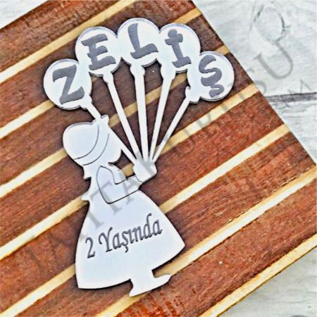 25 Adet Balonlu Kapalı Kız Mdf Bebek Magnet