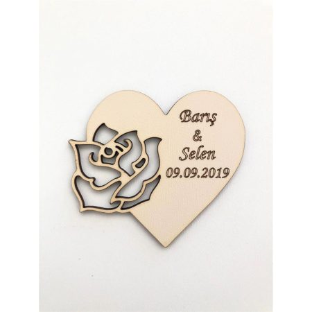 25 Adet Gül Kalp Mdf Düğün Nişan Nikah Kına Söz Magnet