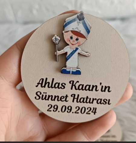 25 Adet Sünnet Çocuğu Figürlü Ahşap Magnet F1132