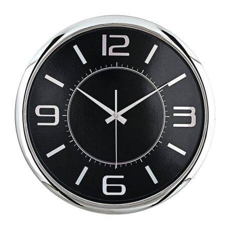 HELLEN404 SİYAH-GÜMÜŞ METALİZE ÇERÇEVE DUVAR SAATİ (420MM)