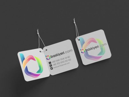 1000 Adet Elbise Etiketi Kabartma Laklı 350gr Kuşe 5x5cm